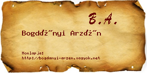 Bogdányi Arzén névjegykártya